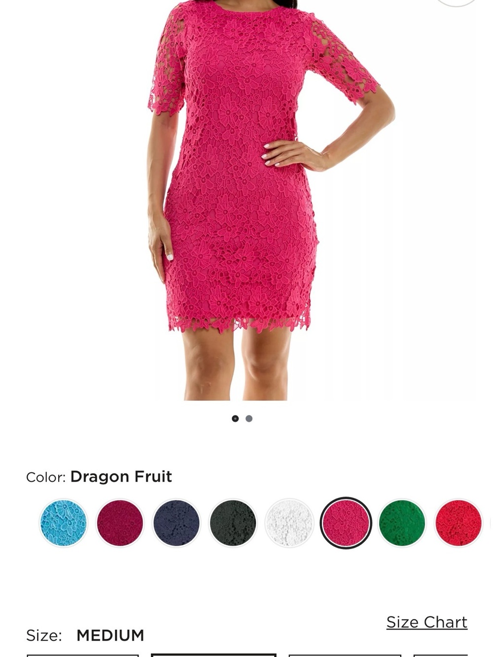 New York & Company Dragon Fruit Lace Midi Dress in Bright Pink